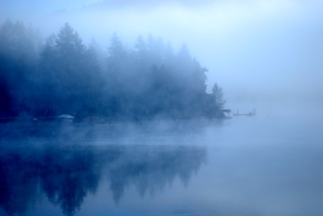 Fog on the lake, early morning